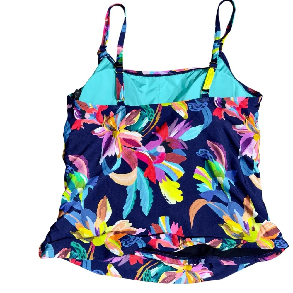 New La Blanca Floral Tankini Swimsuit 16W Slimming Tummy Control Tropical Pool